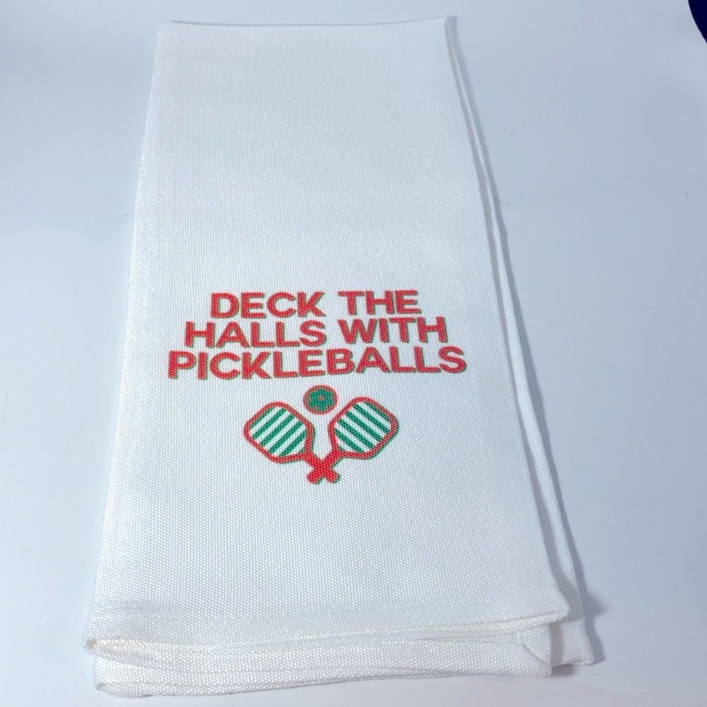 Deck the Halls with Pickleballs Large Linen-like Hand Towel NWT